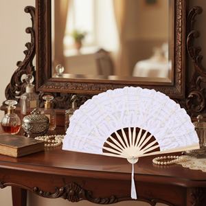Nuevo Abanico de Encaje para Boda, Abanico Plegable de Bambú, Ideal para Decoración de Fiestas y Regalos, Venta al Por Mayor - Product Image 6