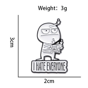 Divertente spilla per il cattivo del dito medio distintivo Design creativo stile frase inglese odio <span class=keywords><strong>tutti</strong></span> spilla smaltata - Product Image 5