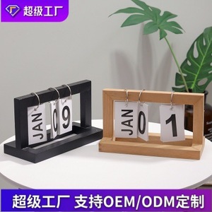 Hou's Handicrafts Wooden Flip <b>Calendar</b> Stand Solid Wood Table <b>Calendar</b> Nordic Minimalist Desk Ornament For Home Office - Product Image 5