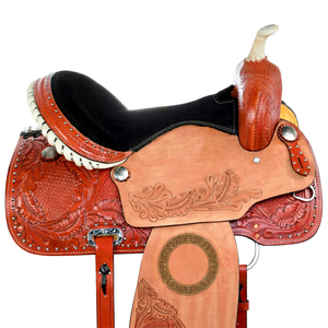 Selle de Style occidental en cuir véritable DD de qualité supérieure fabriquée à la main pour le spectacle de course de baril Performance de rodéo de cheval légère - Product Image 1