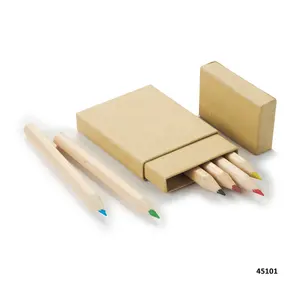 カスタム3.5 "ショート木製鉛筆6色描画鉛筆ギフトセット1つの紙箱