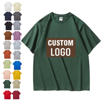 Kaos Pria 240 Gms Katun Lengan Pendek O-Neck Warna Solid Sederhana Longgar Kasual Atasan Laris Desain Polos Ukuran Besar