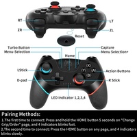 Manette sans fil pour Switch, compatible avec PC, joystick avec fonction 6 axes/Turbo/ergonomique