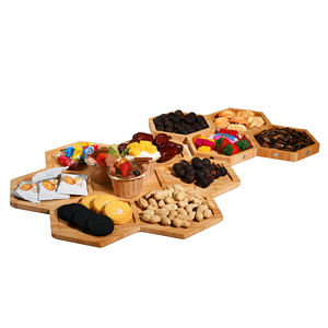 Youlike, nuevo diseño, bambú orgánico Natural, hexágono, tuerca para aperitivos, bandeja para servir dulces, plato dividido para fiesta - Product Image 1