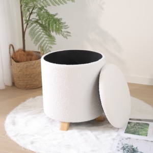 2025 repose-pieds en polaire Teddy de luxe petit <span class=keywords><strong>tabouret</strong></span> pouf avec rangement pour salon - Product Image 5