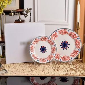 D Home Red Coral Series Bone China Glaze Color Dinner Plate Simple Steak Plate Coffee Cup and Saucer Combination suit Gift <b>Box</b> - Product Image 2