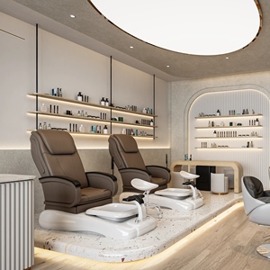 Bancone Reception di Lusso Personalizzato per Salone di <span class=keywords><strong>Bellezza</strong></span> con Illuminazione LED, Design d'Interni per Spa e Centro Estetico - Product Image 2