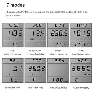 EUプラグ 電力 エネルギー ワット 電圧 アンペア ボルト 電流 メーター アナライザー 使用量モニター デジタルLCDディスプレイ付き - Product Image 2