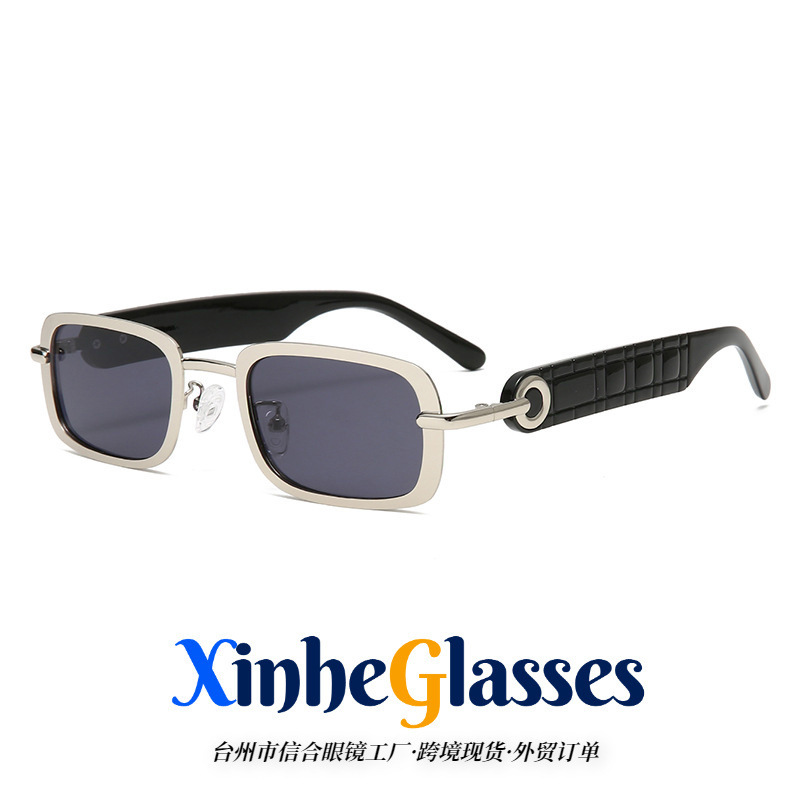 Vintage Square Polarized Sunglasses UV400 Fashion Metal Chain FEISEDY Women Vintage Square Polarized Sunglasses Metal  main image 4