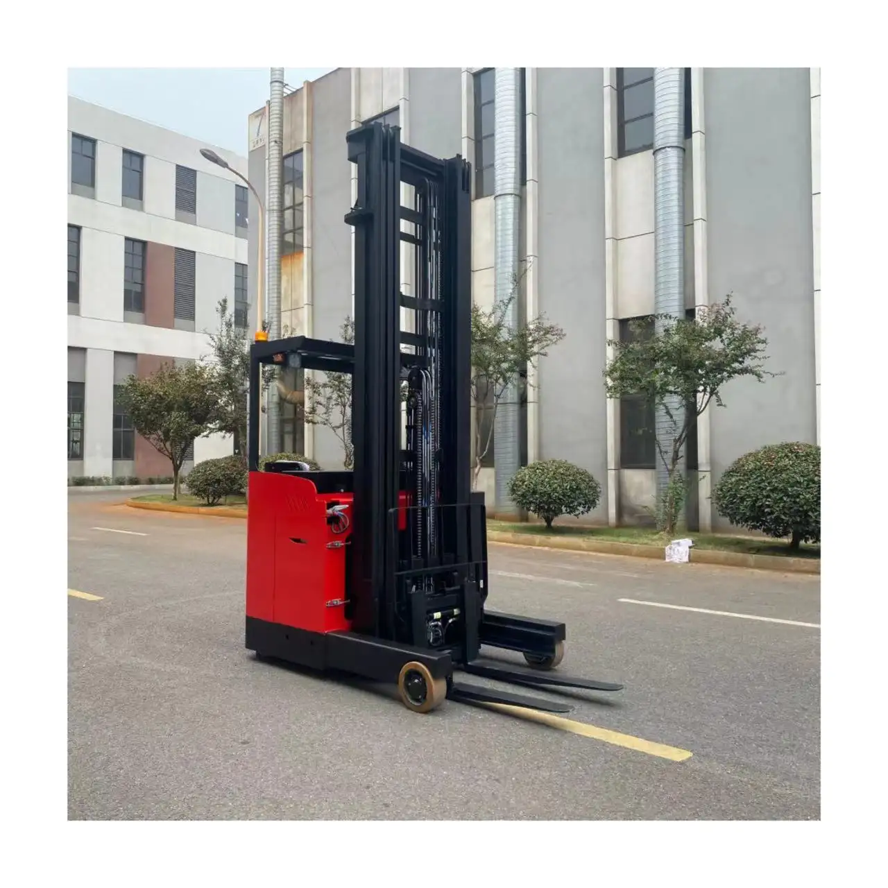 1 Ton 2ton baterai duduk listrik mencapai truk Stacker Forklift truk dengan sertifikat CE