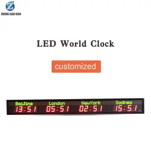 Zhongxiaoxiao fuso horário Relógio Digital Multi Zone Time Grande Relógio de parede Digital Marca LED 4 Electric Carton Agulha Quadrado