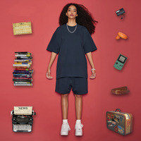 Ensemble court unisexe de luxe 2025 en coton tricoté 100 %, haute qualité, respirant, 305 grammes, T-shirt imprimé surdimensionné, style décontracté urbain