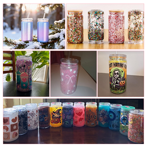 USA RTS 50 Pack 16oz <strong>Plastic</strong> Snow Globe <strong>Tumbler</strong> with Lid and Straw Double Wall Pre Drilled <strong>Plastic</strong> <strong>Mason</strong> <strong>Jar</strong> Cups Can - Product Image 6