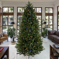 Sapin de Noël artificiel pré-éclairé de haute qualité avec lumières LED, design personnalisé, branches en PE et PVC mélangées pour les fêtes