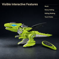 Jouet dinosaure robot en plastique électrique avec télécommande, marche programmable, effets lumineux et sonores