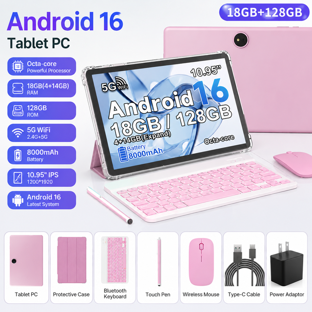 10.95" Android 16 Tablet T620 Octa Core 4GB+14GB RAM 128GB ROM 8000mAh 13MP PD Fast Charge 5G WiFi Business Tablet