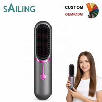 Brosse lissante chauffante sans fil en céramique SI5-1002-1, rechargeable par USB, pour usage domestique, 3 réglages de température, OEM ODM personnalisé