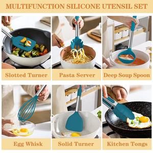 Cooking Kitchen Utensils Set <b>Silicone</b> Kitchenware Set Stainless Steel <b>Silicone</b> Kitchen Utensils Set with Holder - Product Image 5