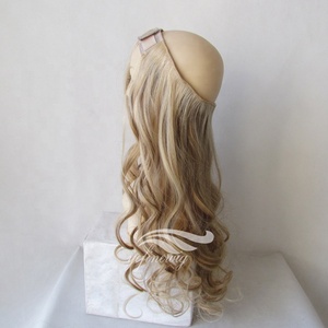 <span class=keywords><strong>Queue</strong></span> <span class=keywords><strong>de</strong></span> <span class=keywords><strong>cheval</strong></span> pour femme en cheveux humains vierges Remy mongoliens blonds, <span class=keywords><strong>base</strong></span> en soie, densité 130% - Product Image 1