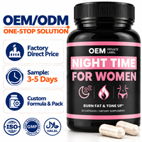 Brûleur de Graisse Nocturne OEM à Marque Blanche pour Femmes Adultes – 60 Capsules de Mélatonine, L-Théanine et Racine de Valériane pour un Soutien Naturel au Sommeil
