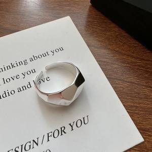 แหวนเพชรหลายเหลี่ยมสไตล์เกาหลีโรแมนติกทำจากเงิน S925ออกแบบเฉพาะส่วนเนื้อแฟชั่นและผิวด้าน - Product Image 2