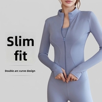 Veste de sport Juyitang pour femmes adultes, printemps/automne, manches longues, course à pied, amincissante, ajustée, anti-transpiration, extensible, yoga