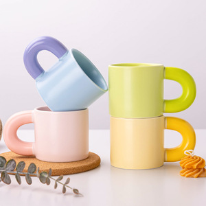 Custom <b>Ceramic</b> Mugs Solid Color Chubby Design Coffee <b>Cups</b> For Daily Use And Giveaways Single <b>Cup</b> Set - Product Image 1