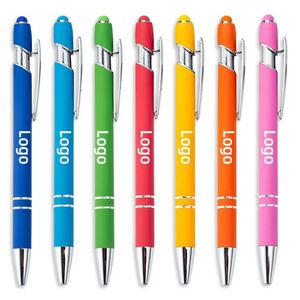 Stylo bille en métal personnalisé avec logo, coloré, avec écran tactile en caoutchouc souple, pour cadeau promotionnel - Product Image 6