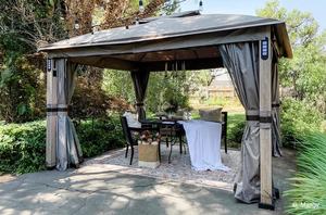 Gazebo en forme d'<span class=keywords><strong>arc</strong></span> en acier Cadre enduit <span class=keywords><strong>de</strong></span> poudre durable Assemblage rapide Abri extérieur Moustiquaire <span class=keywords><strong>de</strong></span> toit étanche pour patio - Product Image 5