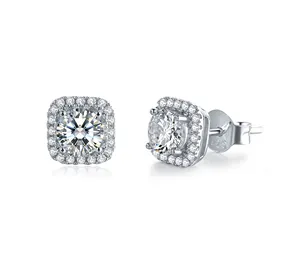 Zuanfa — boucles d'oreilles en argent sterling s925, bijoux de luxe en halo 0.5 carat momanite, goujons en diamant