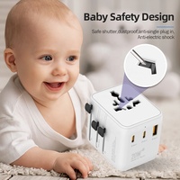 Adaptateur de voyage Worldplug Compact 5-en-1 20W GaN Chargeur adaptateur de voyage universel international avec 2C1A