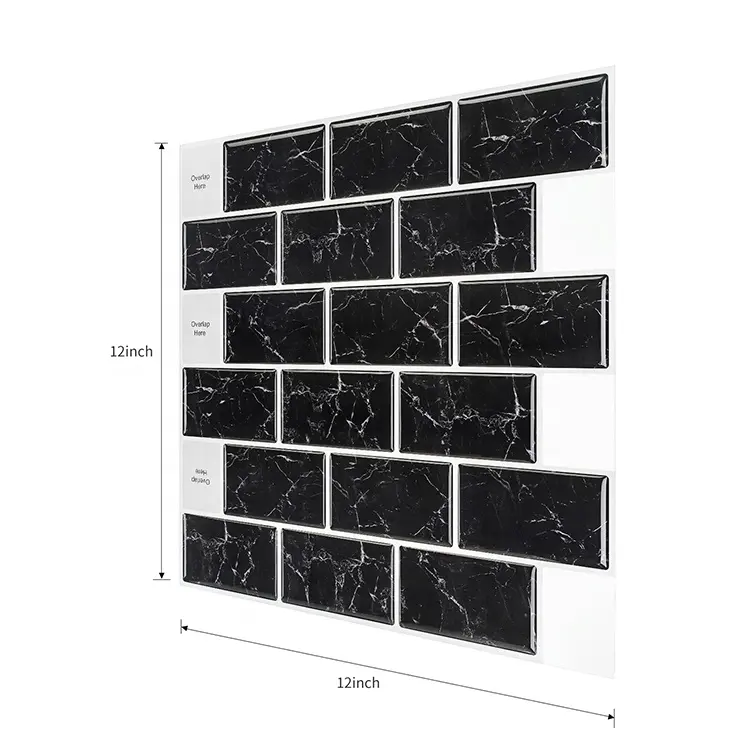 High Ranking On Amazon Subway Spalsh Back 3D Wall Sticker Black Marble Kitchen Backsplash Tiles