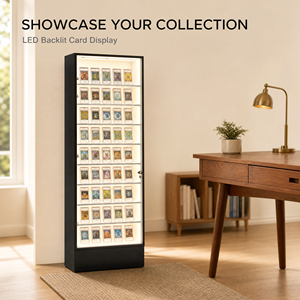 Vitrine d'exposition de cartes à collectionner LED à 12 étagères avec porte en verre verrouillable pour cartes Pokémon et cartes sportives – Présentoir pour collectionneurs - Product Image 5