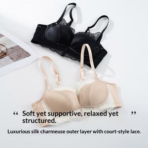 Reggiseno da donna in seta di gelso ultra-sottile, sexy, a mezza coppa, con misurazione, senza ferretto, push-up, regolabile, in pizzo color mandarino - Product Image 5