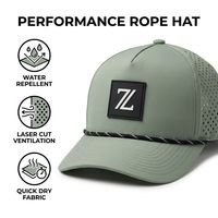 Casquette de sport personnalisée à séchage rapide, perforations découpées au laser, imperméable, en tissu Oxford, motif léopard, 5 panneaux, avec cordon et fermeture snapback, impression en caoutchouc en relief