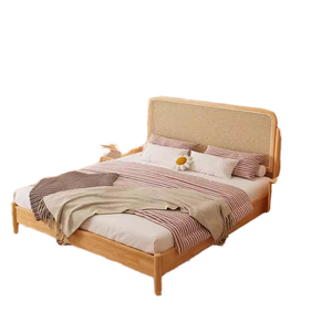 Cama Minimalista de Madera Vanes con Cabecera de Ratán, Estructura de Cama Suave, Diseño Ecológico - Product Image 5