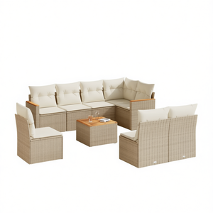 Ensemble de canapés de jardin beige D0100XF40CP, meubles d'extérieur en osier sectionnels - Product Image 1