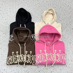 เสื้อฮู้ดมีซิปสำหรับผู้ชายผ้าฝ้าย100% มีฮู้ดซิปรูดซิปหน้าพิมพ์ลาย3D เทอร์รี่ไซส์ใหญ่พิเศษ - Product Image 2