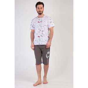 Conjunto de Camiseta de Manga Corta y Pantalones Capri para Hombre, con Bolsillos, Cuello Redondo, Transpirable, Estampado Veraniego - Product Image 3