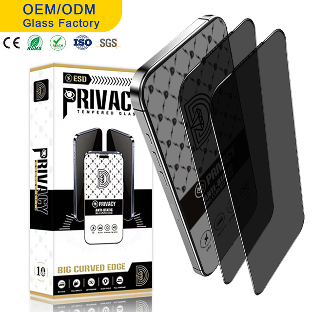 OEM Quality 9H Hardness Privacy Tempered Glass Screen Protector for iPhone 16 15 14 17 ProMax/17e Anti-Scratch Bubble Free