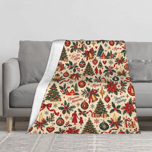 Decorative Promotional Soft Fluffy <b>Christmas</b> Tree Ornament Print Throw <b>Blanket</b> for Home Bed Decoration - Product Image 2