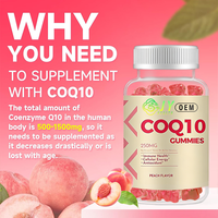 Gummies CoQ10 250mg, 60 unités, pour 30 jours, saveur pêche, soutien immunitaire, énergie cellulaire, antioxydant, personnalisable OEM