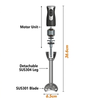 Ensemble mixeur plongeant 4-en-1 avec bol AS de 0,6 L, 600 W, pied détachable en acier inoxydable, contrôle à 2 vitesses pour la préparation culinaire, OEM ODM CE CB