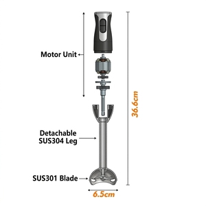 Batidora de <span class=keywords><strong>Mano</strong></span> 4 en 1, Vaso de 0.6L, 600W, Acero Inoxidable, Base Desmontable, Control de 2 Velocidades, para Preparación de Alimentos en la Cocina, OEM, ODM, CE, <span class=keywords><strong>CB</strong></span> - Product Image 3