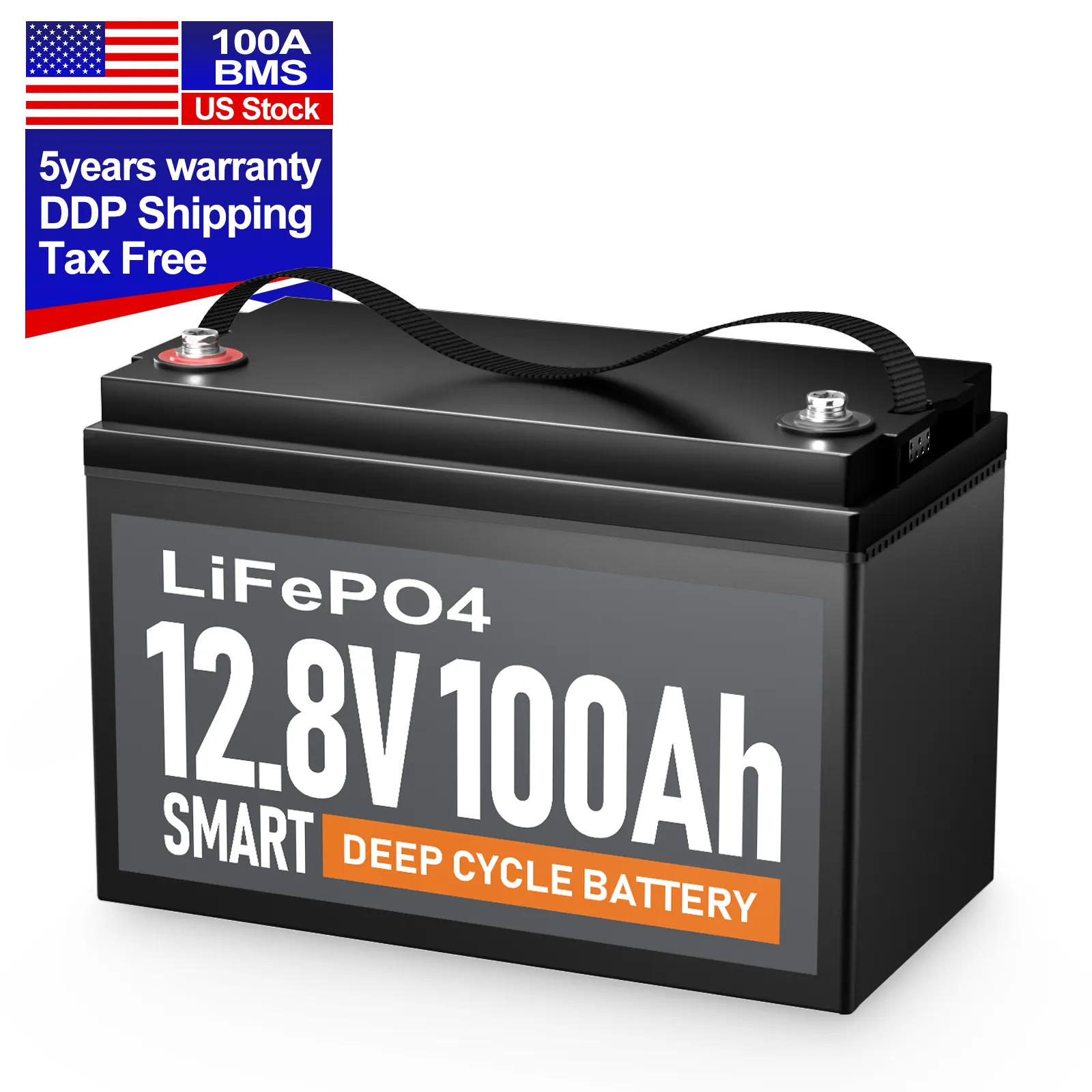 Bateria de íon de lítio 12v Lifepo4 24v, bateria solar de lítio 100ah 200ah 300ah 12.8v 25.6v para acampamento de barco e EV RV