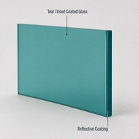 Panel Kaca Berlapis Biru Cyan untuk Dinding Fitur Backlit