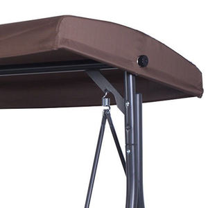 Dondolo da Giardino a 3 Posti in Metallo Marrone, Letto Sospeso per Esterni con Tettuccio, Arredo per Cortile e Portico - Product Image 6