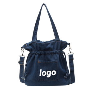 Sac en cuir de vachette de Style japonais avec logo personnalisé promotionnel pour femmes 2025 nouveau sac à cordon littéraire Simple polyvalent - Product Image 1