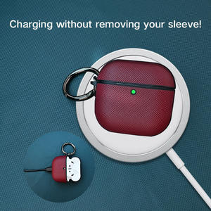 DL Proveedor Venta al por mayor <span class=keywords><strong>Original</strong></span> Pebble Grain Edge Envuelto Saffiano Auricular Cubierta Fundas blandas para <span class=keywords><strong>Airpods</strong></span> 3 <span class=keywords><strong>2</strong></span> <span class=keywords><strong>Pro</strong></span> Cubierta con gancho - Product Image 3