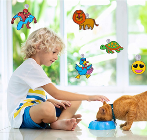 Kit de arte de pintura con purpurina para ventana DIY, pegatinas acrílicas, kit artesanal, promoción de habilidades para niños pequeños, Regalos perfectos - Product Image 4